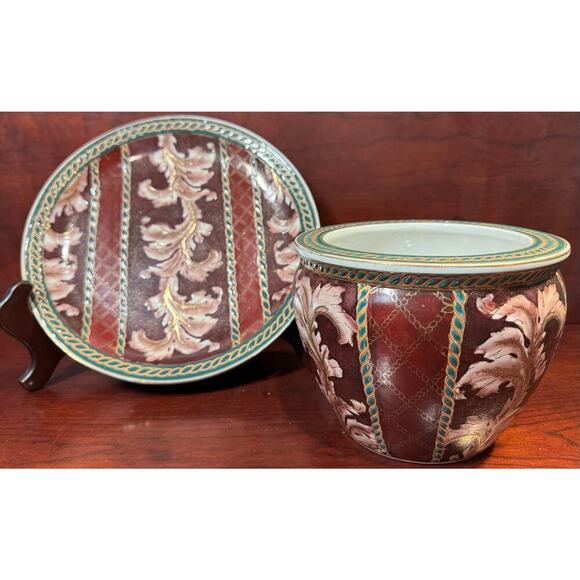 VTG Oriental Moriage Fish Planter & Tray Set Beautiful Intricate Moriage Design - Picture 3 of 12